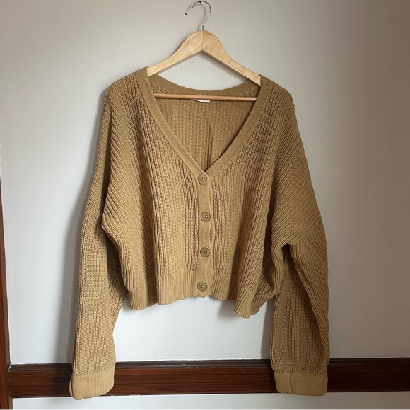 VETTA Sweaters - **SOLD** Vetta 100% Organic cotton Tan Knit Sweater Cardigan